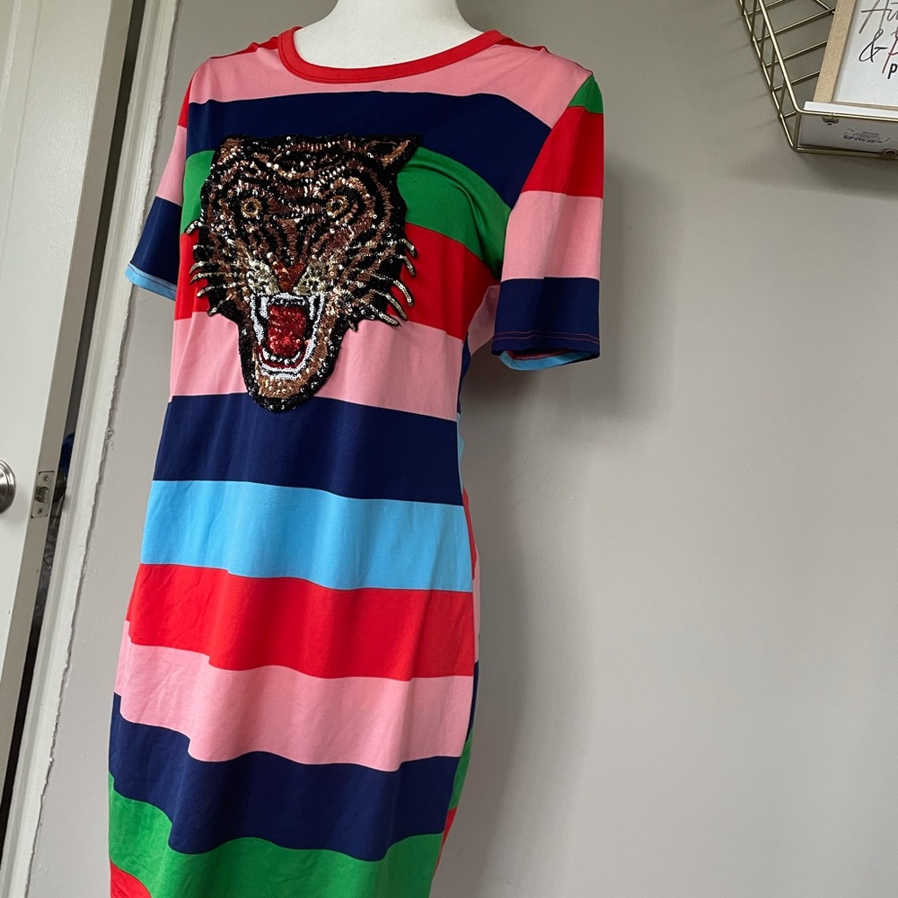 striped tiger dress.